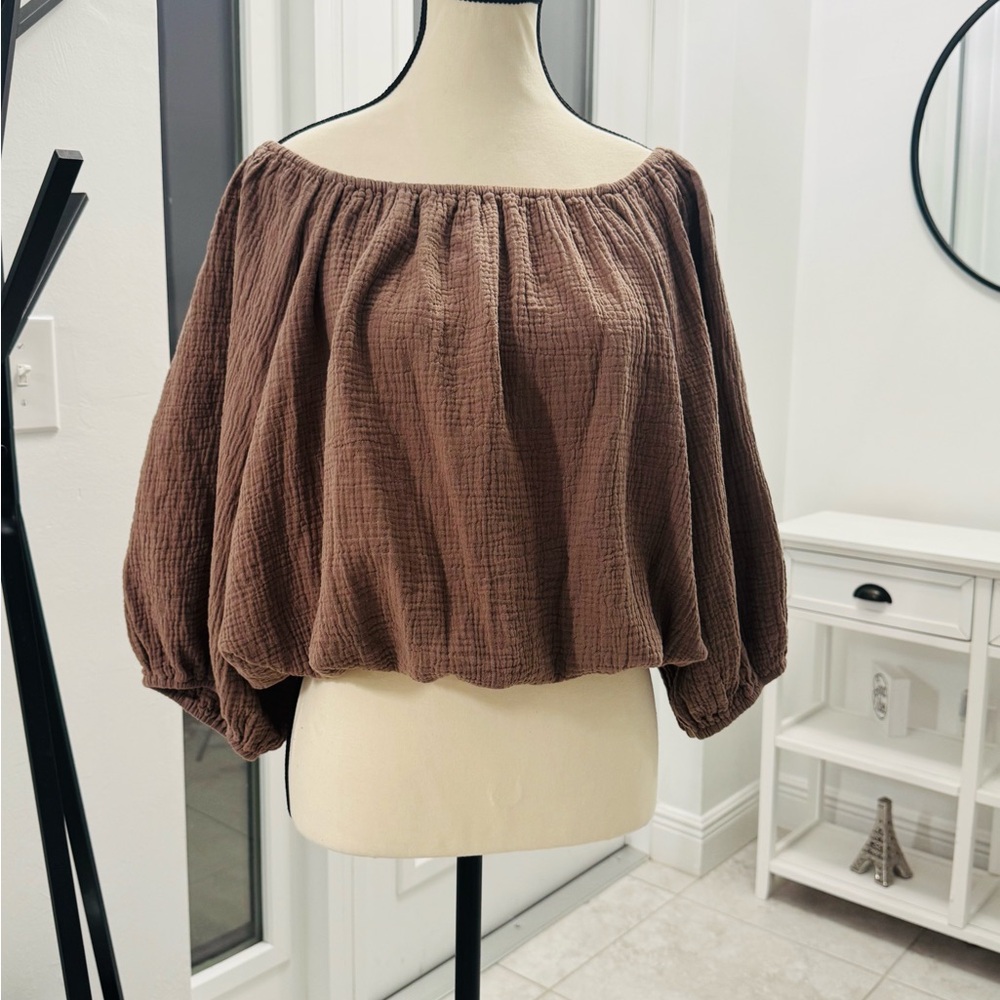 bobi Chocolate Off-Shoulder Blouse